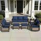 Joyside Outdoor Patio Chairs, 8 Pieces Wicker Rattan Furniture Set, 4 Patio Chairs, 1 Sofa, 2 Ottoman and 1 Table, Metal Wide Armrest, Thick Cushions and Deep Seating for Garden, Backyard, Porch