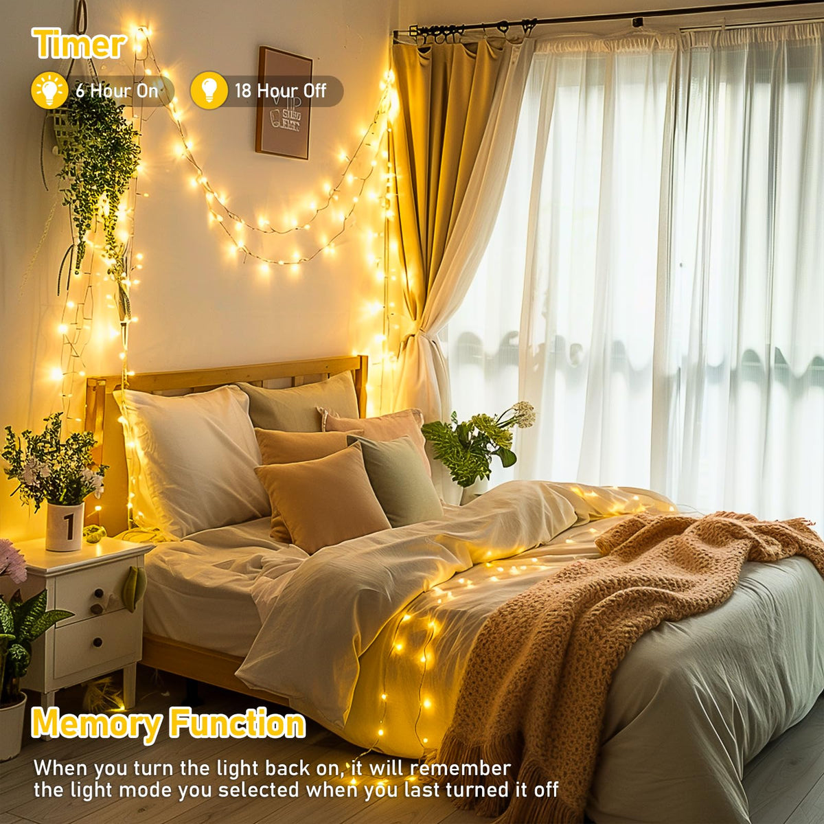 JMEXSUSS 150 LED String Lights for Bedroom, Classroom Lights Plug in