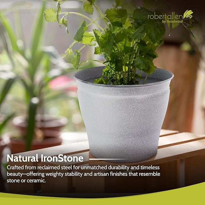 Headwind Natural Ironstone Timberline Collection - 12" Pearl White Decorative Planter for Outdoor Pots for Plants – Modern Indoor Plant Pots, Large & Small Planters for Indoor Plants by Robert Allen