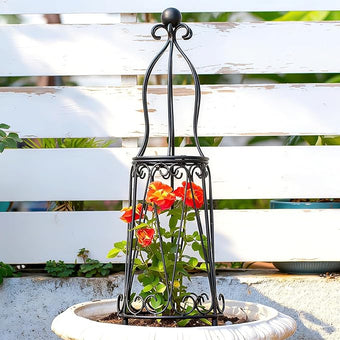 Indoor Plant Trellis for Potted Plants - Plant Support & Garden Decor Obelisk for Climbing Pothos, Indoor/Outdoor Metal Trellis, 29.5" Height