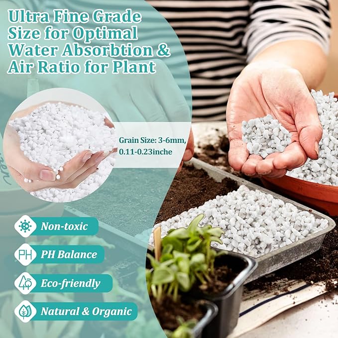 Legigo 20 Quarts Organic Horticultural Perlite for Plants Indoor- Natural Horticultural Soil Additive Conditioner Mix for Improves Drainage, Ventilation and Root Growth