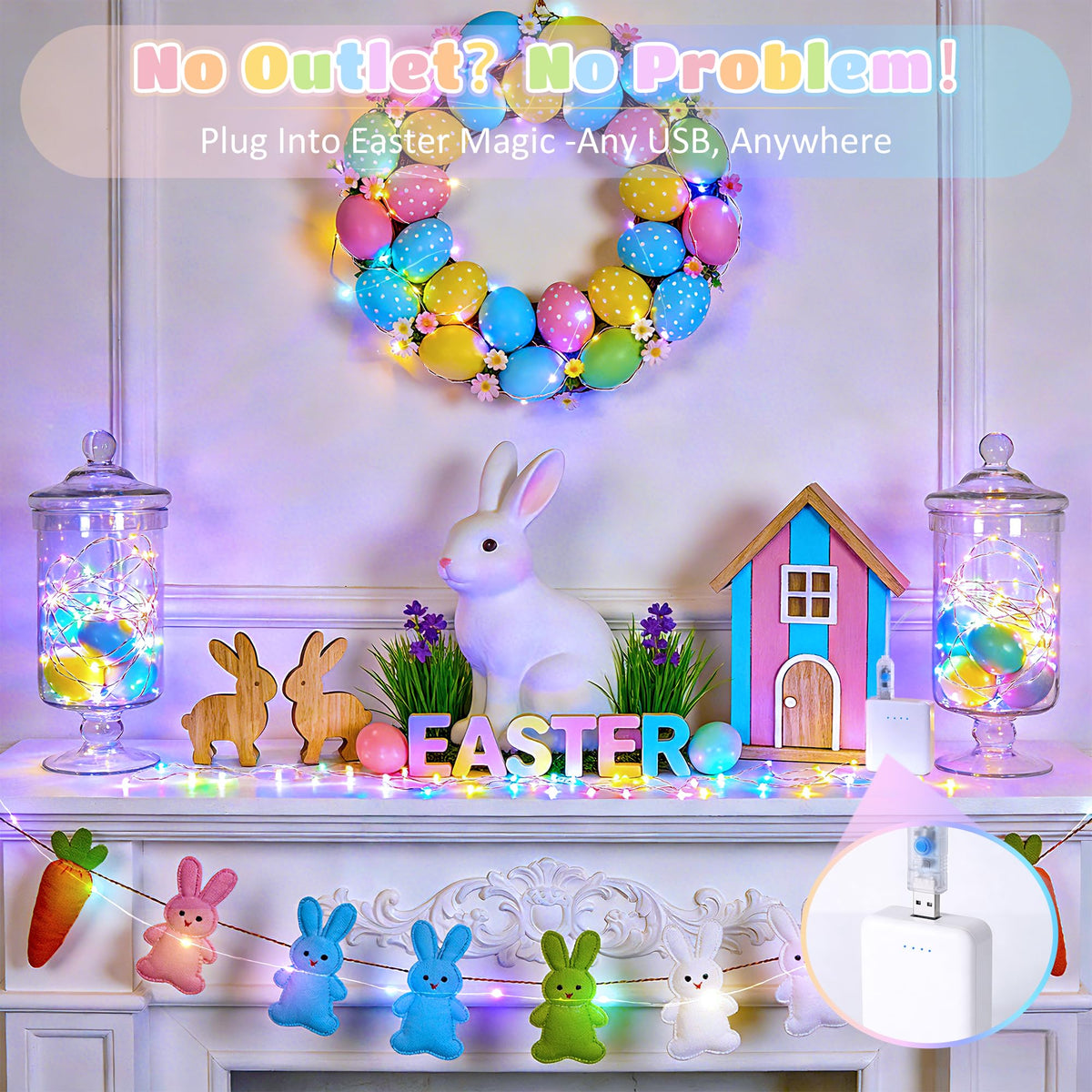 JMEXSUSS 100 LED Easter Fairy Lights for Classroom,Classroom Lights Plug in