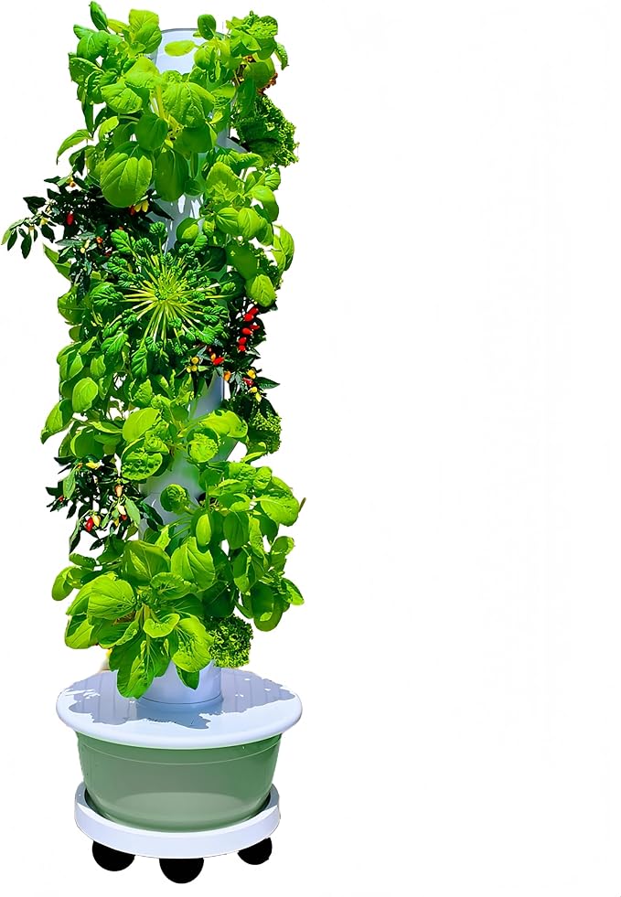 Vertical Hydroponic Growing System Kit, Indoor & Outdoor Hydroponic Tower, Herb Growing Garden with 36 Planting Sites, Automatic Timer Smart Hydroponic Gardening System