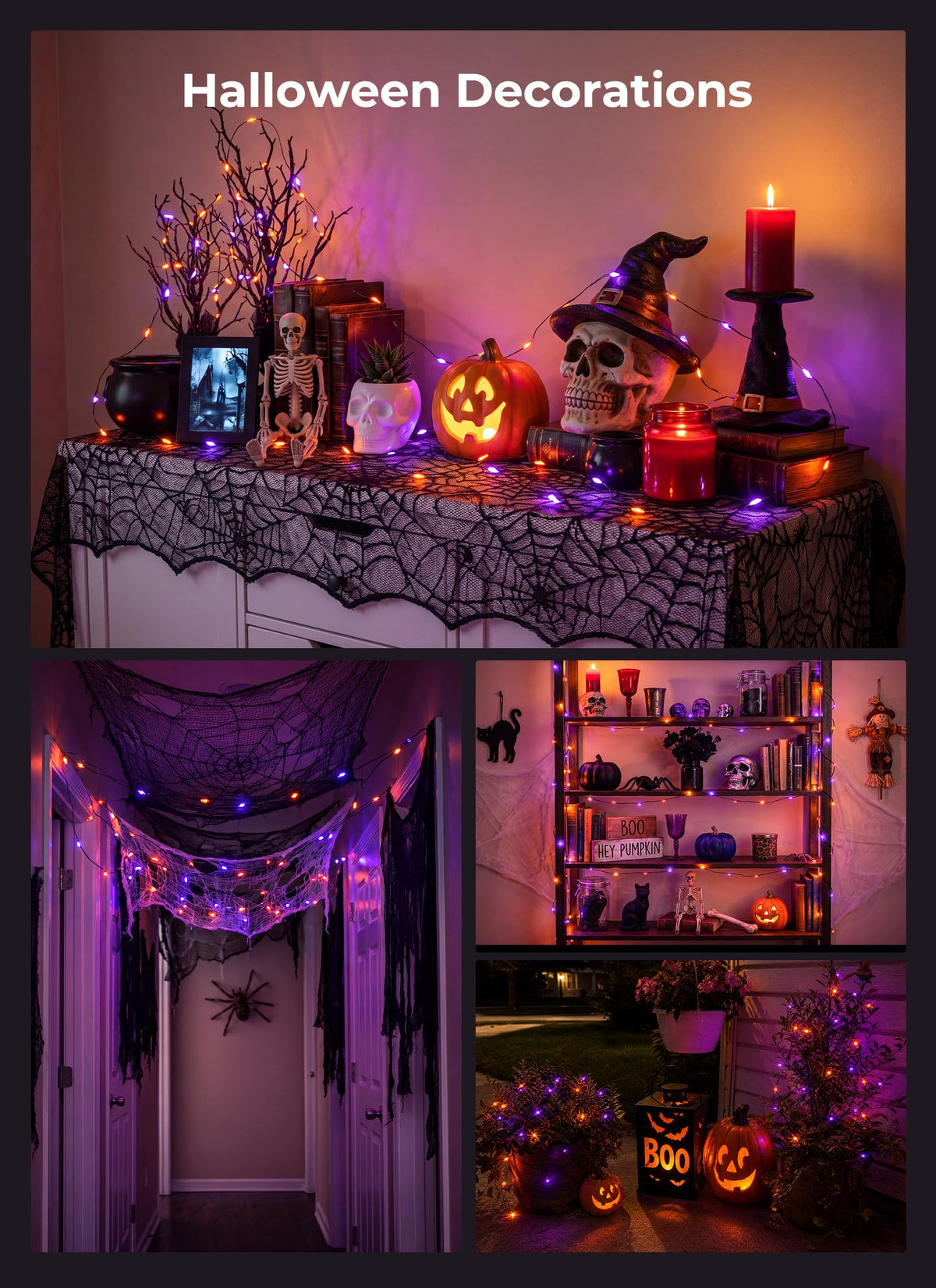 Minetom Halloween Fairy Lights Plug in, 33ft 100LED Twinkle String Lights