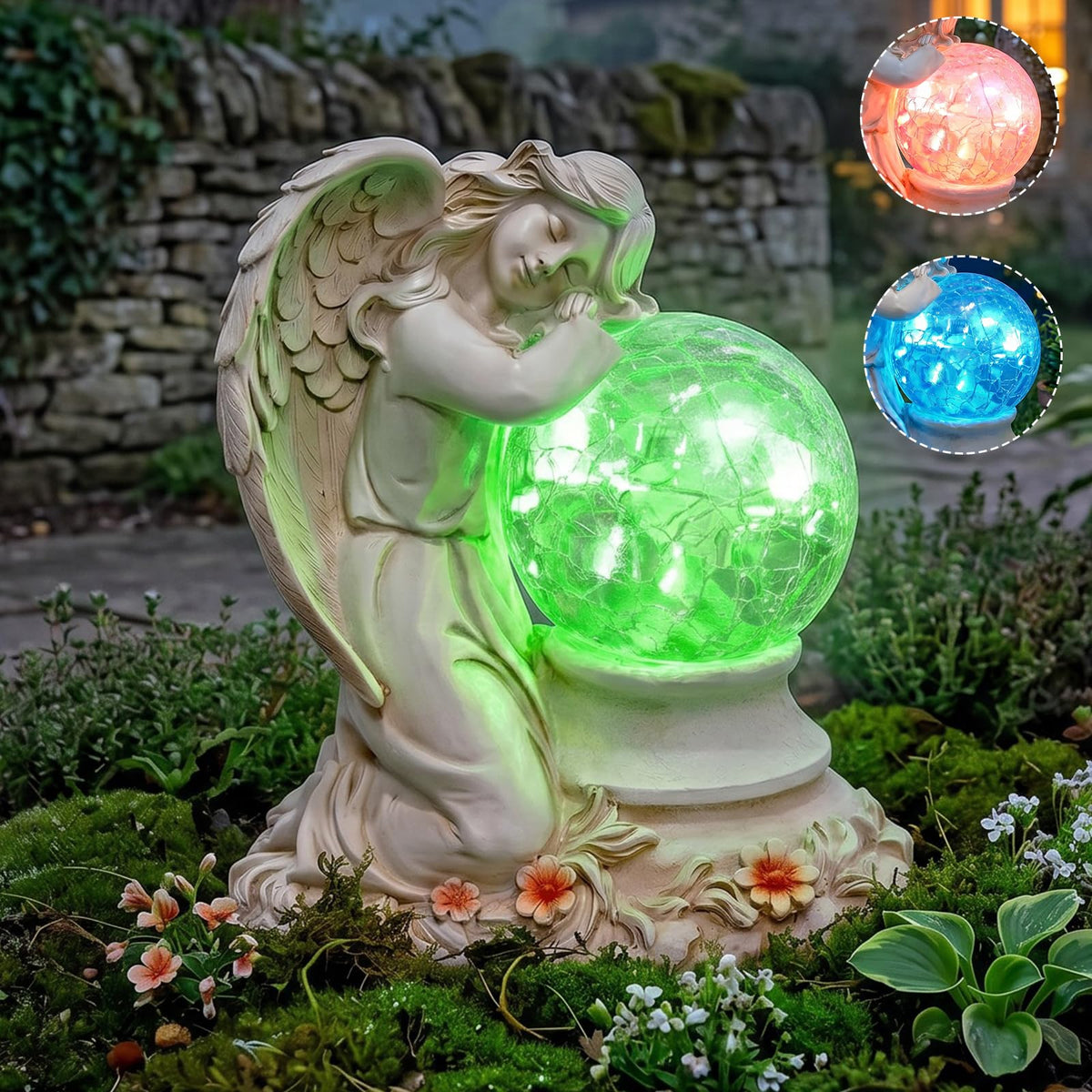 YEPOTUE Solar Angel Garden Statue Outdoor, Memorial Angel Figurine