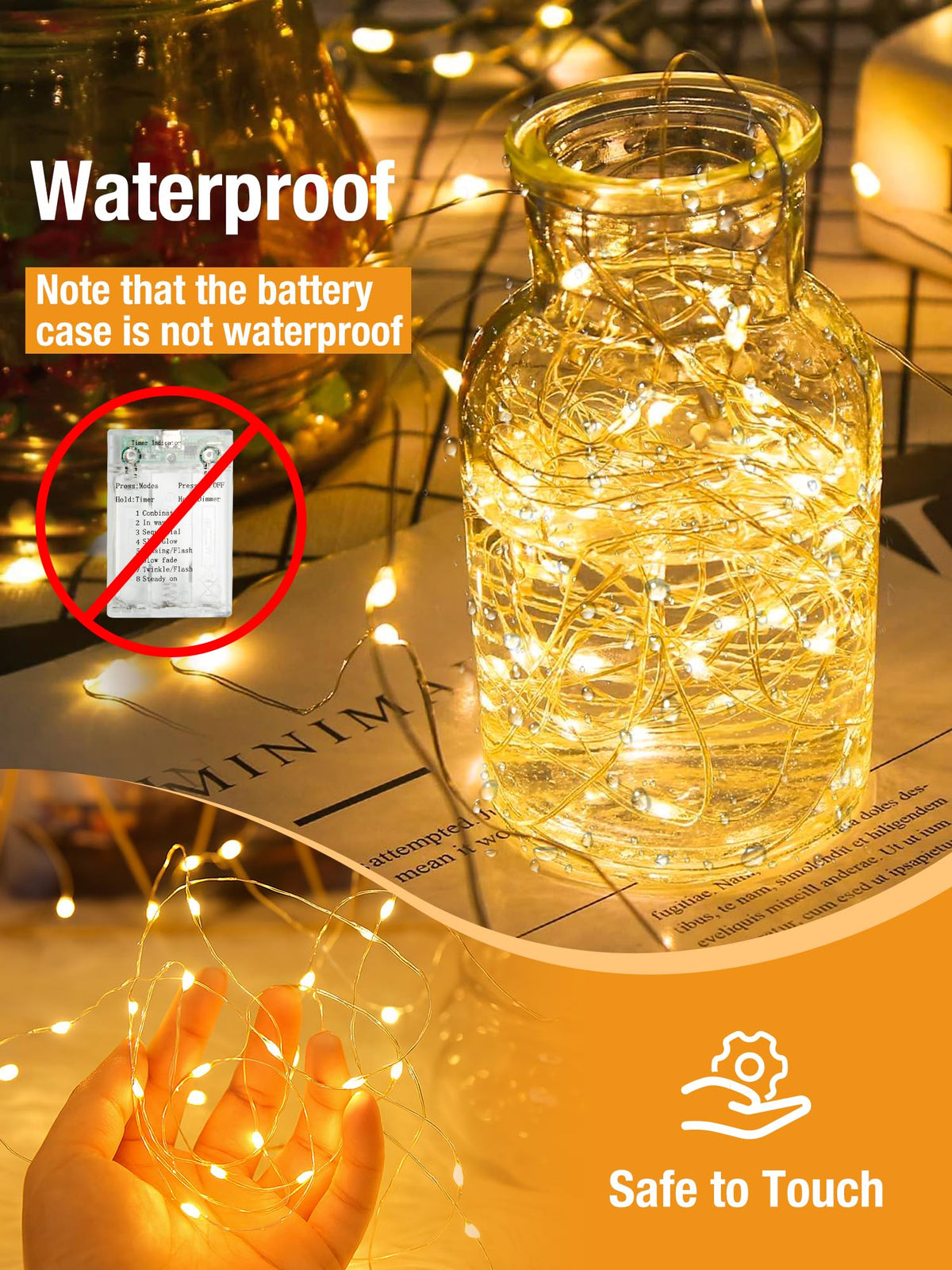btfarm 4 Pack Fairy Lights Battery Operated with Timer, Dimmable, 8 Mode