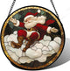 Stained Glass Window Hanging - Red White Santa Claus Clouds Suncatcher for Doors Home Christmas Decoration Sun Catcher Thanksgiving New Year Birthday Gifts for Friend Women Men Mom Nana 6.3 in