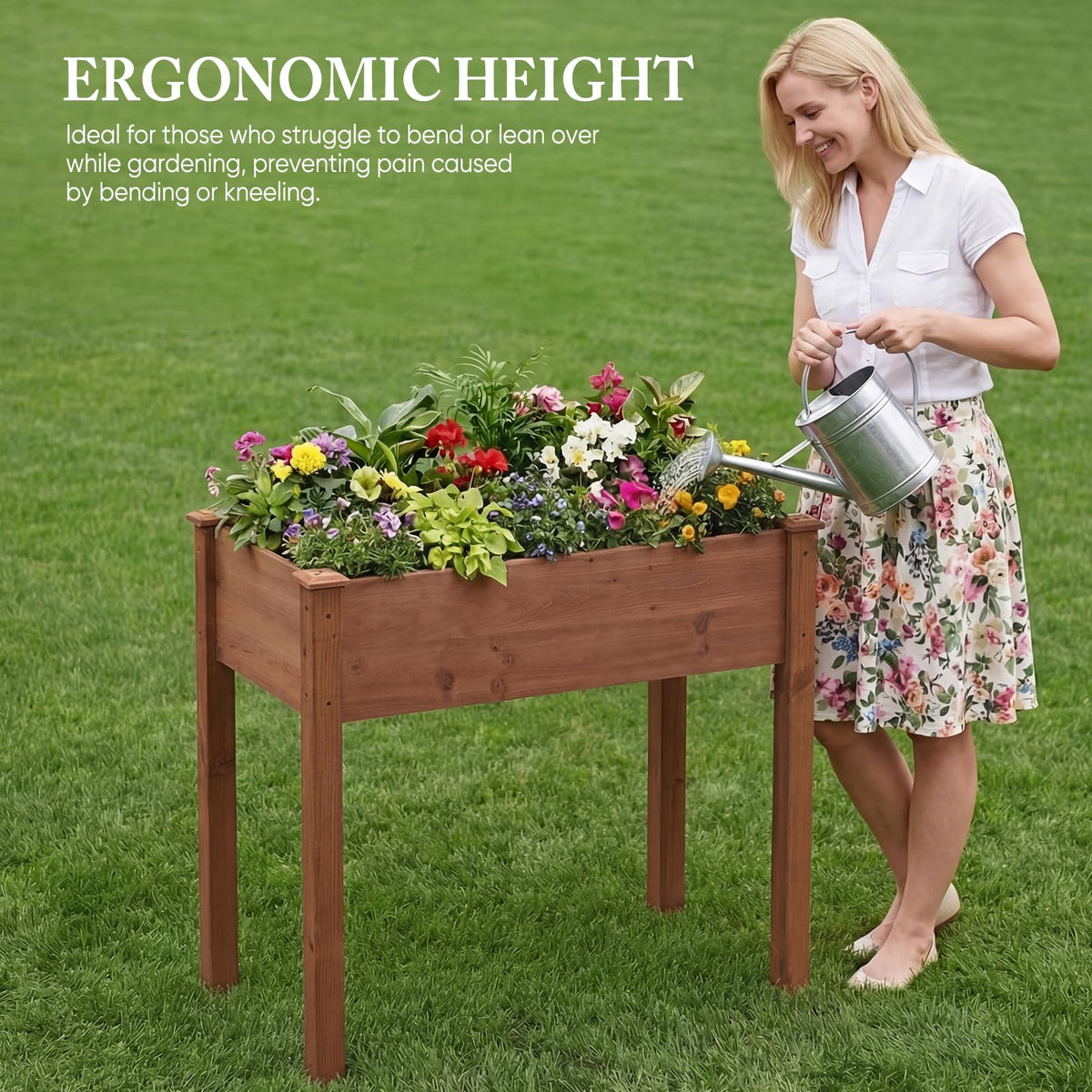 DUMOS 34x18x30 Inch Raised Garden Bed, Elevated Wood Planter Box with Legs
