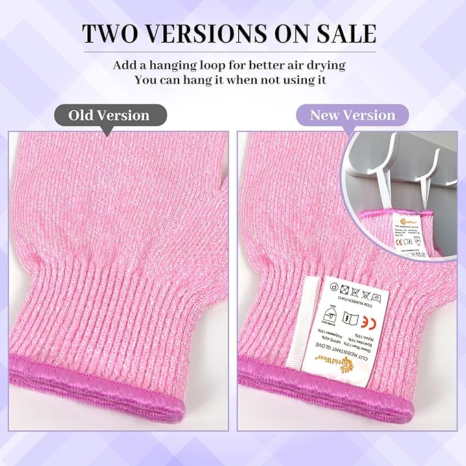 Evridwear Cut Resistant Gloves Food Grade Level 5 Kitchen Safety Protection (Small, Pink)