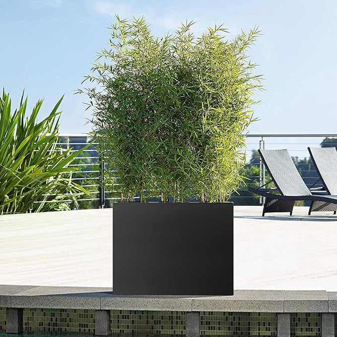 Meyoppm Square Metal Planter Box 20"x20"x21", Heavy Duty Galvanized Steel Planter Frost Proof Rust Resistant, Rectangular Planter Box for Indoor Outdoor Patio Porch Commercial Residential