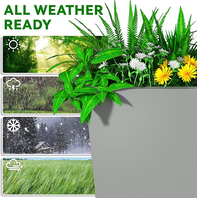 POOAMY Metal Planter 2 Pack, 15L x 15W x 30H, Heavy Duty Tall Planters for Outdoor Plants, Planters with Removable Insert Shelf, Large Planters with Drainage Holes for Porch, Patio, Grey