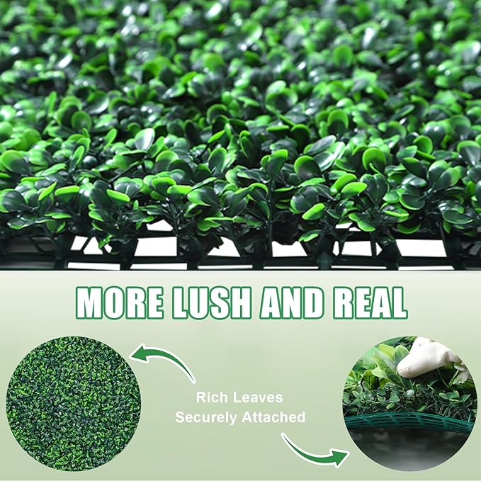 Yangrass Artificial Greenery Wall Roll,40"x 120"(33.33 sq.ft) UV-Anti Faux Boxwood Roll Panels Greenery Backdrop, Vine Leaf Fence Panels for Garden Fence Covering Privacy, Outdoor Indoor Home Decor