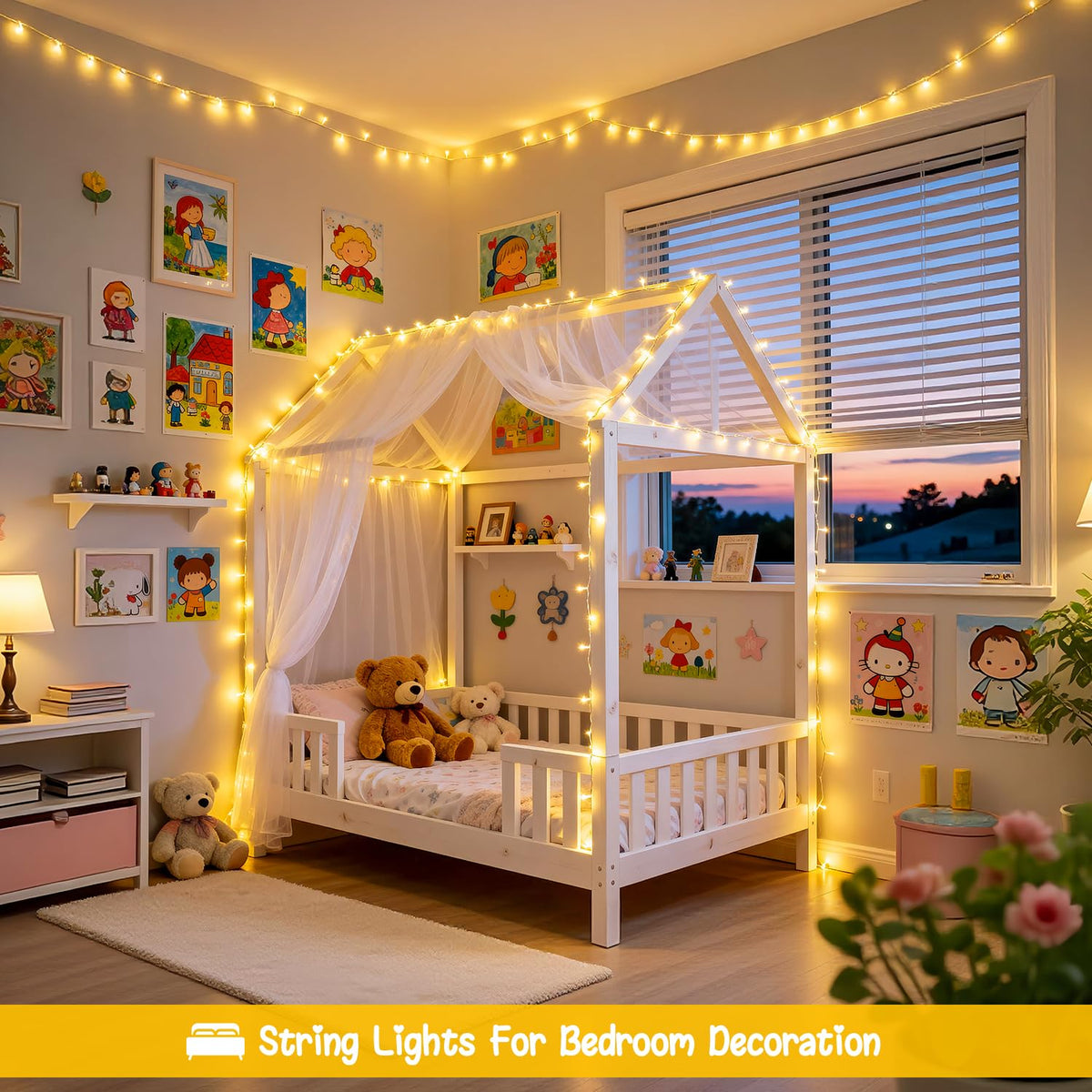 JMEXSUSS 33ft 100 LED Warm White Christmas String Lights for Room Decor
