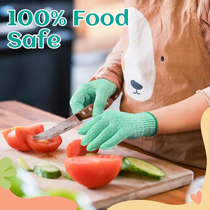 Evridwear Cut Resistant Gloves for Kids 4-6 Years, Level 5 Protection Cutting Gloves Food Grade for Cooking, Whittling, Wood Carving, Gardening and DIY