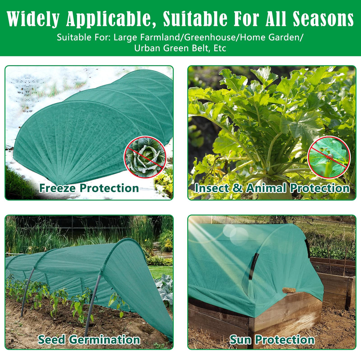 10X50 Ft Plant Covers Freeze Protection, 1.08oz/Yd² Frost Cloths Blanket