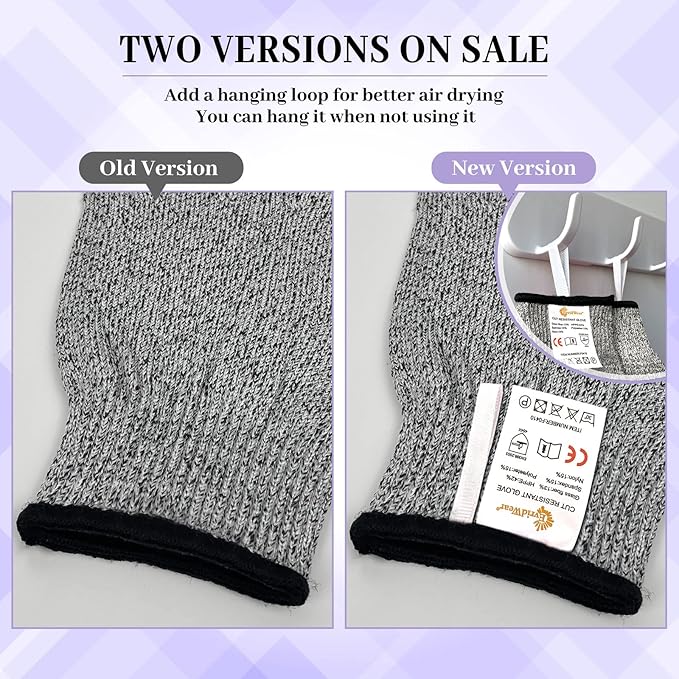 Evridwear Cut Resistant Gloves Food Grade Level 5 Kitchen Safety Protection (Gray, Small)