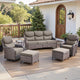 Belord Luxury 6" Thick Cushioned 6 Pieces Patio Furniture Set with Outdoor Couch, Wicker Outdoor Conversation Set with High Back Swivel Rocker Chairs for Deck Porch Yard and Poolside - Brown+Grey