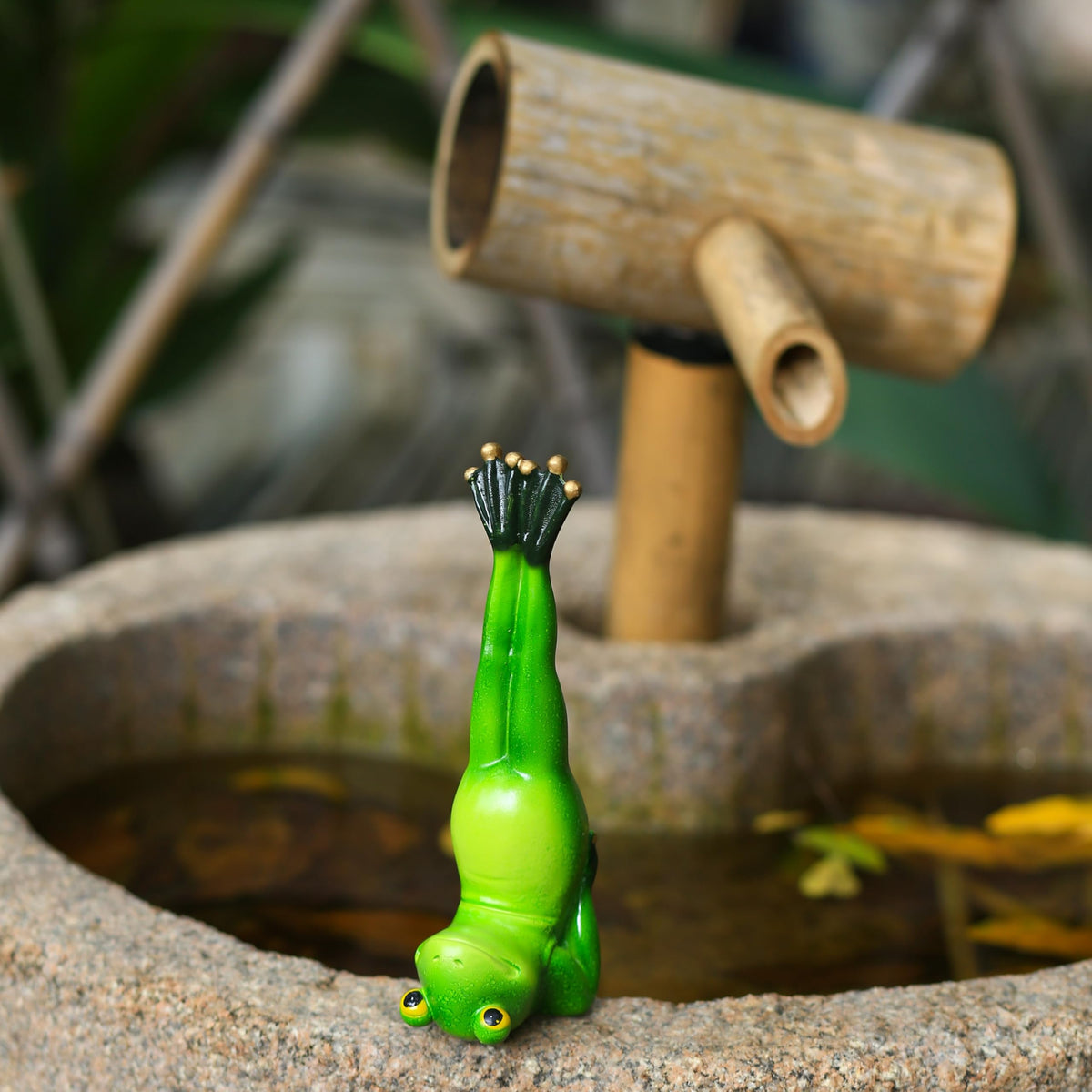 AshyAtom 7.1''(L) Yoga Frog Outdoor Statue Garden Matsyasana Decor