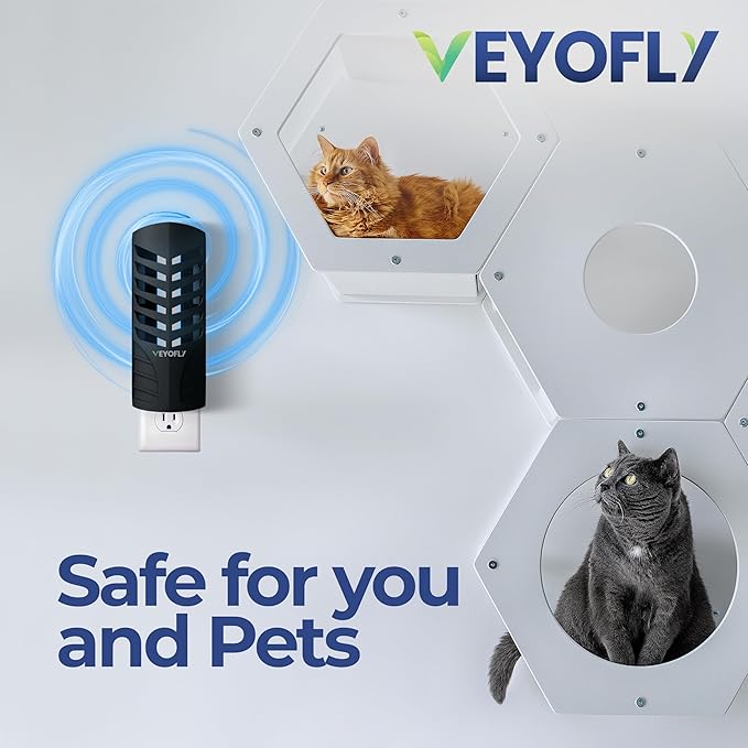 VEYOFLY Fruit Fly Traps for Indoors, Fly Trap Indoor, (2 Device + 6 Refills) Fly Catcher Indoor, Gnat Traps for House Indoor, Fly Trap, Plug in Light Flying Insect Trap, Bug Killer