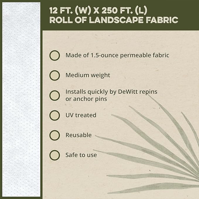 Dewitt 3-Pack N-Sulate Plant Cover Fabric 1.5 oz, 12 x 250 Feet – Frost Cloth Blanket for Vegetables, Flowers, Fruit Trees, Tomatoes, Raised Garden Beds, and Outdoor Winter Freeze Protection