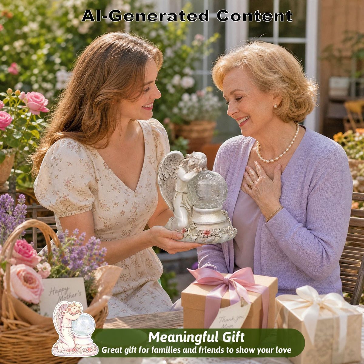 YEPOTUE Solar Angel Garden Statue Outdoor, Memorial Angel Figurine
