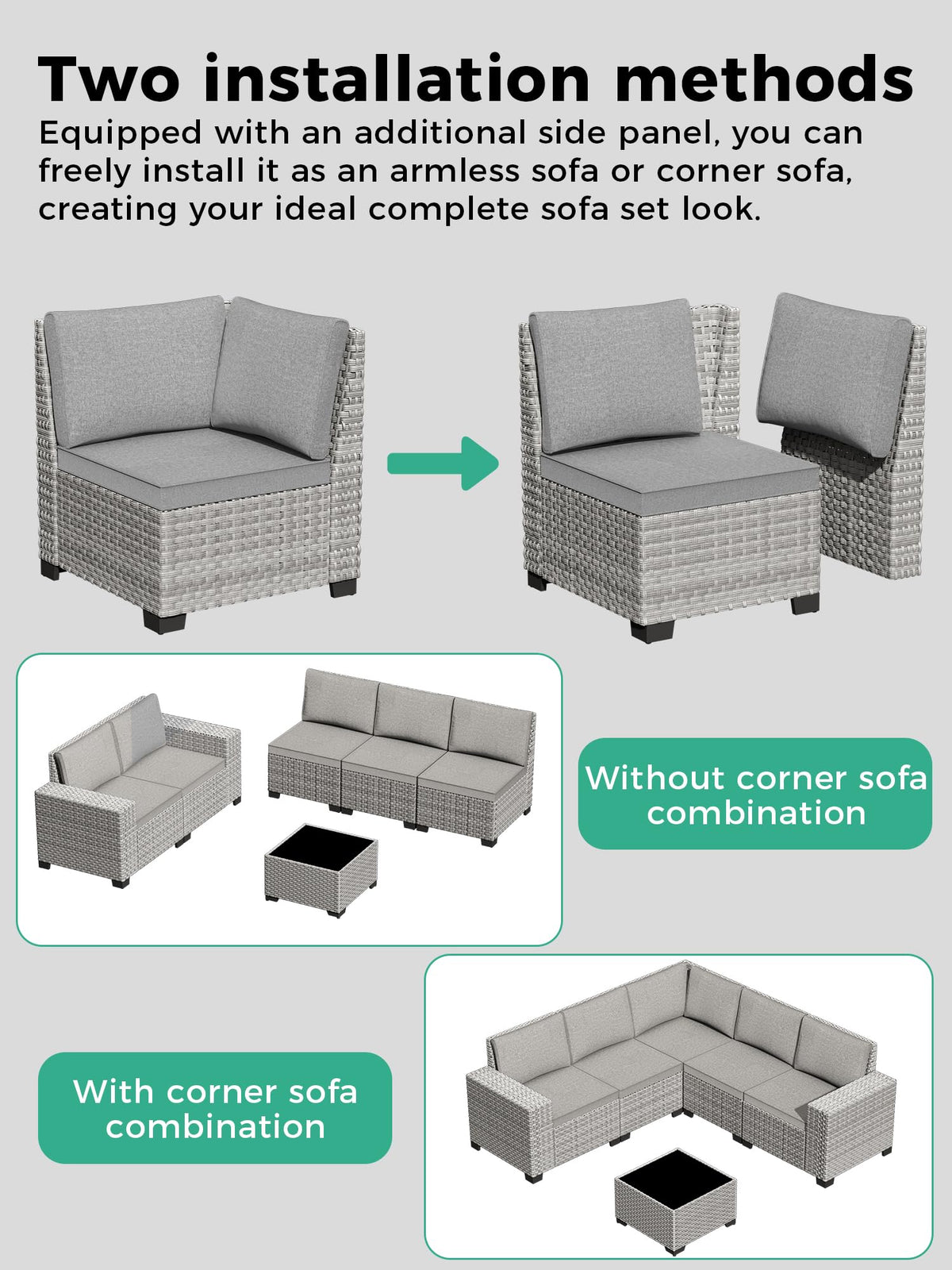 9 Piece Outdoor Wicker Patio Furniture Set with Swivel Chairs