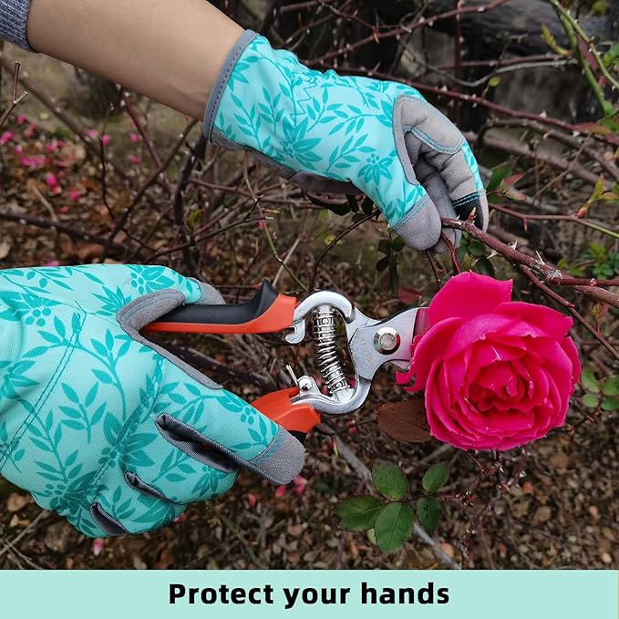 Gardening Gloves for Women Thorn Proof Garden Gloves, Leather Womens Garden Gloves Puncture Resistant, Touch Screen Working Gloves for Digging,Weeding,Planting Medium