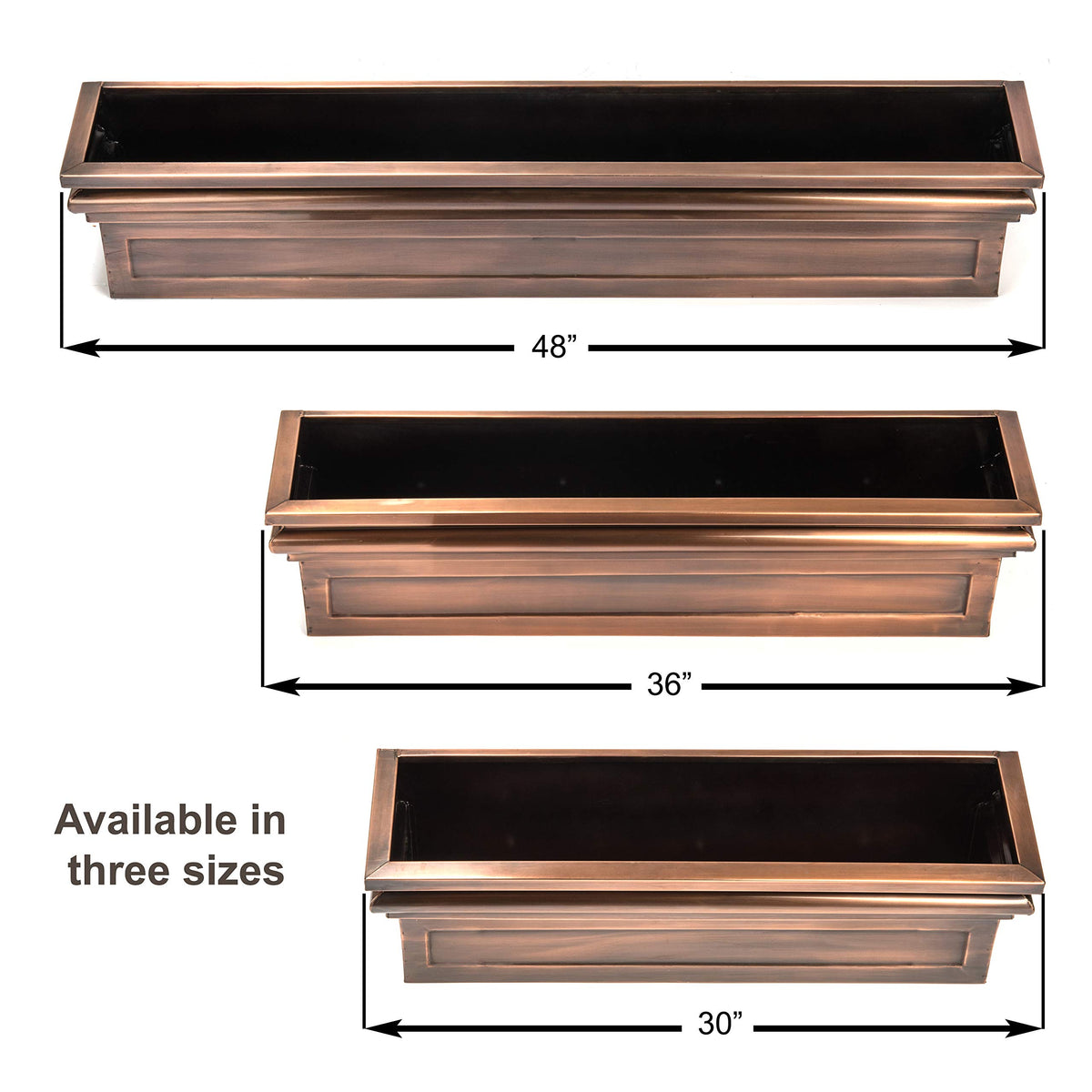 H Potter Window Box Planter with Brackets - 48" Copper Finish