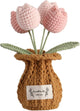 YOOJEE Tulip Crochet Flower Potted Plant Handmade Desk Decor Gift