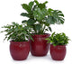 Tiered Ceramic Planter Set with Drainage Hole, 3-Piece (9/12/15 Inch) Indoor & Outdoor Flower Pots for Plants, Modern Planters for Patio, Balcony, Garden-Red