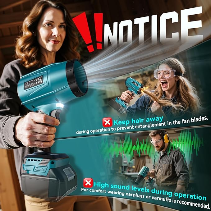 Leaf Blower Cordless Compatible with Makita 18V: 800000RPM Portable Dust Cleaner, Electric Handheld Turbo Jet Blower Lightweight with Brushless Motor for Patio Cleaning Garden Lawn Care (No Battery)
