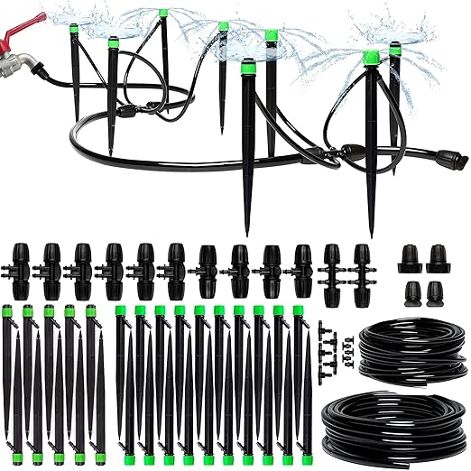 CARPATHEN Drip Irrigation System Kit - Complete Premium Garden Watering System with Adjustable Sprinkler Emitters, 5/16" & 1/4" Tubing and Fittings - Drip Line for Raised Beds, Lawn, Pots, Greenhouse