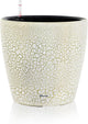 Dexceder 18x17 Self Watering Planter with Wheels Indoor Outdoor, Inner Pot Design, Thickened Large Floor Standing Flower Plant Pot with Water Level Indicator (White Gold Crackle)