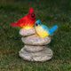 Ovewios Solar Garden Statues Outdoor Decor, Garden Sculptures Stones Statue Novelty Birds Figurine Decoration for Patio Yard Porch Art Home Decor