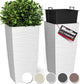 Mueller Janska M-Resin Heavy Duty Tall Planter, Indoor/Outdoor Grande Plant, Tree, Flower Pot, 2-Piece Set, 27.5”, Modern Design, Built-in Drainage, White