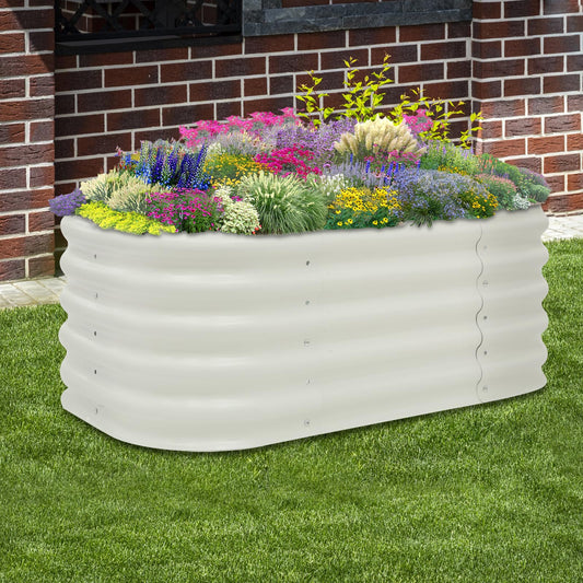 TrueyEssence Raised Garden Bed, Outdoor Planter Box Large Metal Patio Garden Beds Ideal for Gardening Flower Vegetable Fruit Herb
