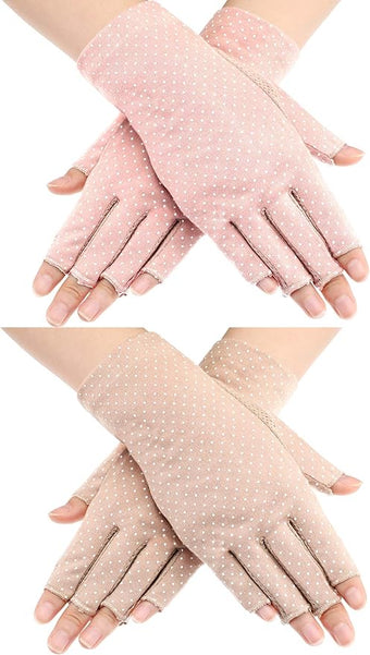 Maxdot Sun Gloves for Women UV Protection Fingerless Non Slip Sunscreen Driving Gloves for Summer Outdoor