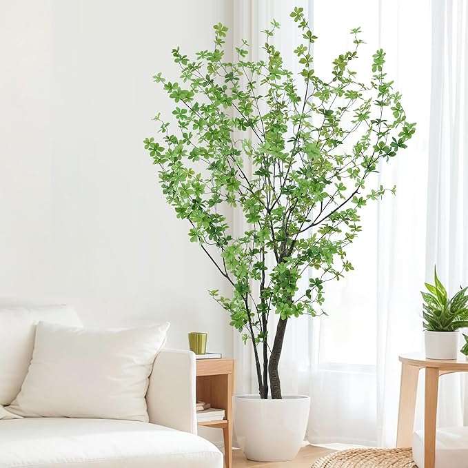 Artificial Enkianthus Tree 8ft Tall Faux Tree with Large Trunks and Realistic Leaves, Fake Enkianthus Tree Floor Potted Artificial Plants for Home Office Living Room Indoor Decor (8feet,1Pack)