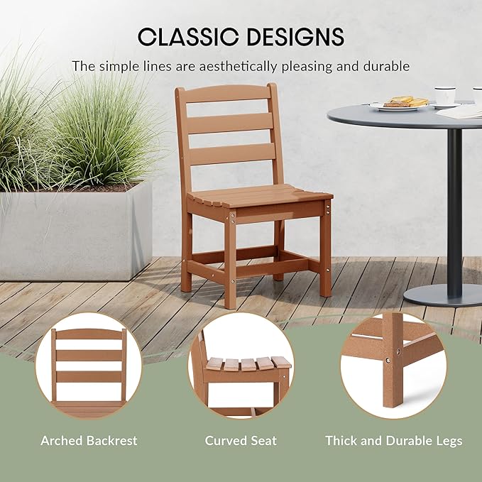 WestinTrends Ashore Outdoor HDPE Patio Classic Armless Dining Side Chair, Teak