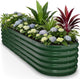8x2x1.5 ft Galvanized Steel Raised Garden Bed, Raised Garden Bed Kit, Galvanized Planter Box Outdoor, 18" Tall Oval Large Metal Raised Bed for Gardening Vegetables Flower Herb (Moss Green)