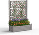 Raised Garden Bed with Trellis for Climbing Plants, 43.43" L x 18.27" W x 59.29" H Self Watering Planter Box with Drainage Holes for Outdoor Backyard Patio Balcony, Anti-Rust Resin (Grey)
