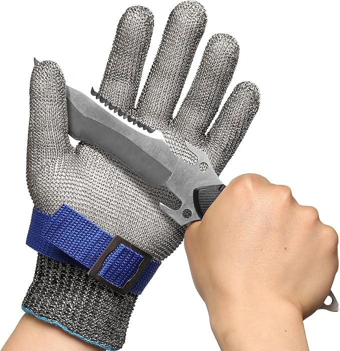 Schwer SlicePro ANSI A9 Cut Resistant Glove PR1706, Stainless Steel Mesh Metal Glove, Food Grade for Kitchen Cooking, Butcher Meat Cutting, Oyster Shucking, Mandoline, Fishing, Non-PFAS (M, 1 PCS)