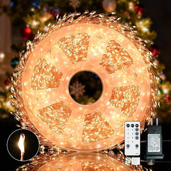 Dailyart Fairy Lights Plug in, 3000 Led Cluster Lights with Timer 195Ft Waterproof Warm Twinkle String Light with Remote for Bedroom Wreath Garland Window Wedding Christmas Tree Decoration,Gold Wire