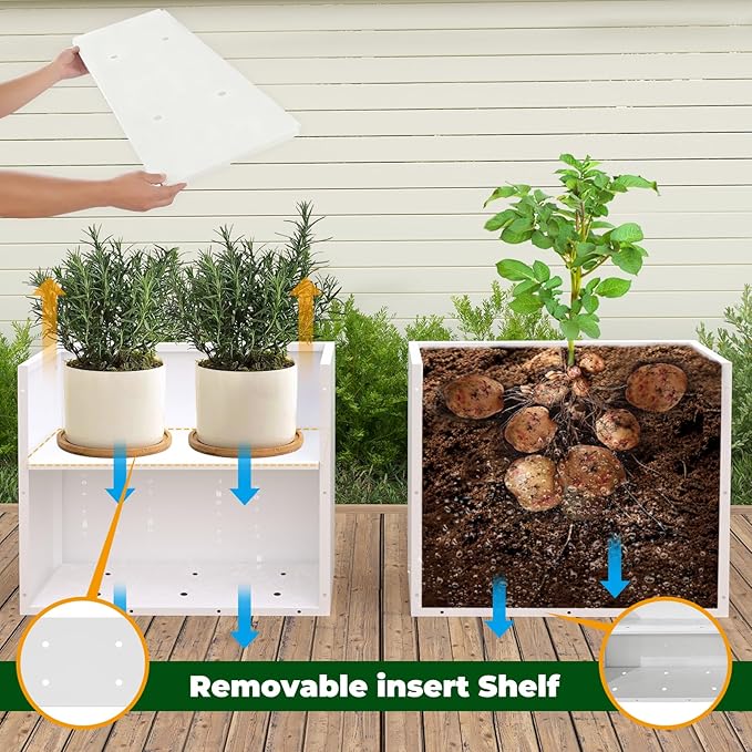 GZLVSOW White Steel Heavy Planter for Outdoor Plants Metal Rectangular Outdoor Planter Spliced Flower Box with Partitions for Outside,Indoor,Garden (White, 32 * 15 * 24)
