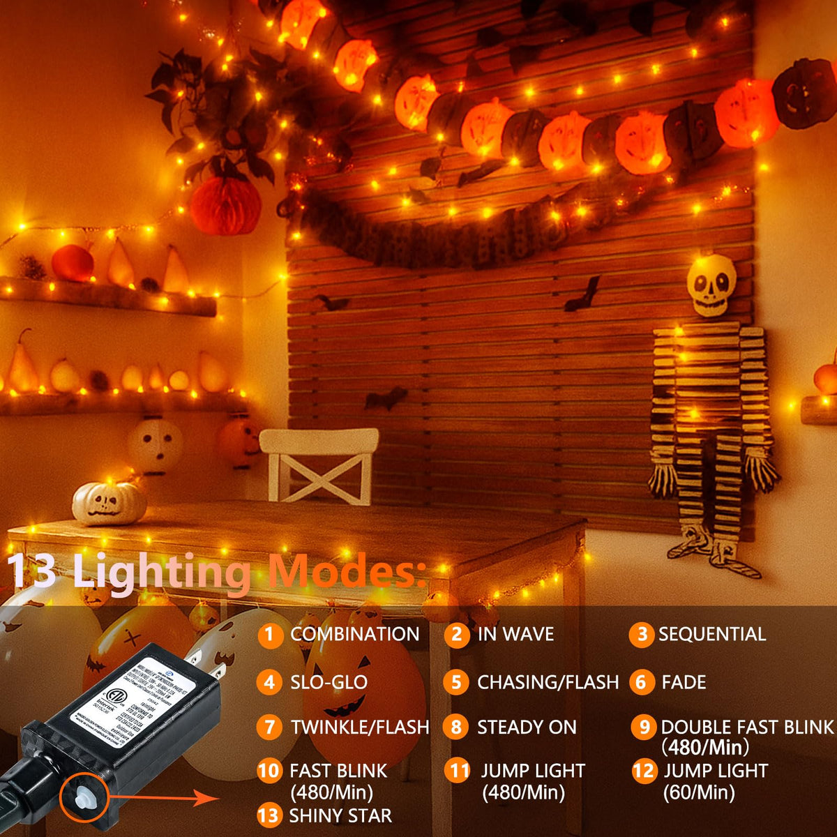 200 LED Connectable String Lights, 66FT Christmas Lights Outdoor Indoor