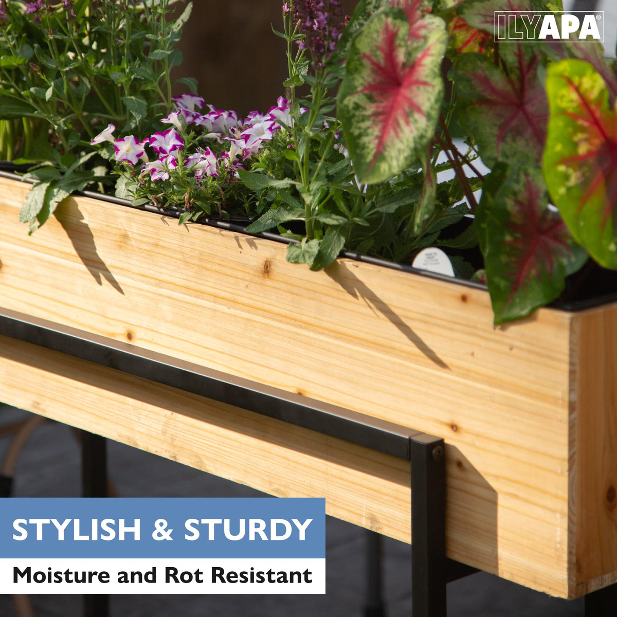 Ilyapa Raised Garden Bed with Legs, 33 x 29 x 7 Inch - Metal & Wood