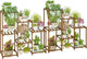 Bamworld 2 Sets of Package Plant Stands Indoor Wood Plant Shelf Outdoor Tiered Plant Rack for Multiple Plants Ladder Plant Holder Plant Table for Plant Pots Boho Home Decor for Gardening Gifts