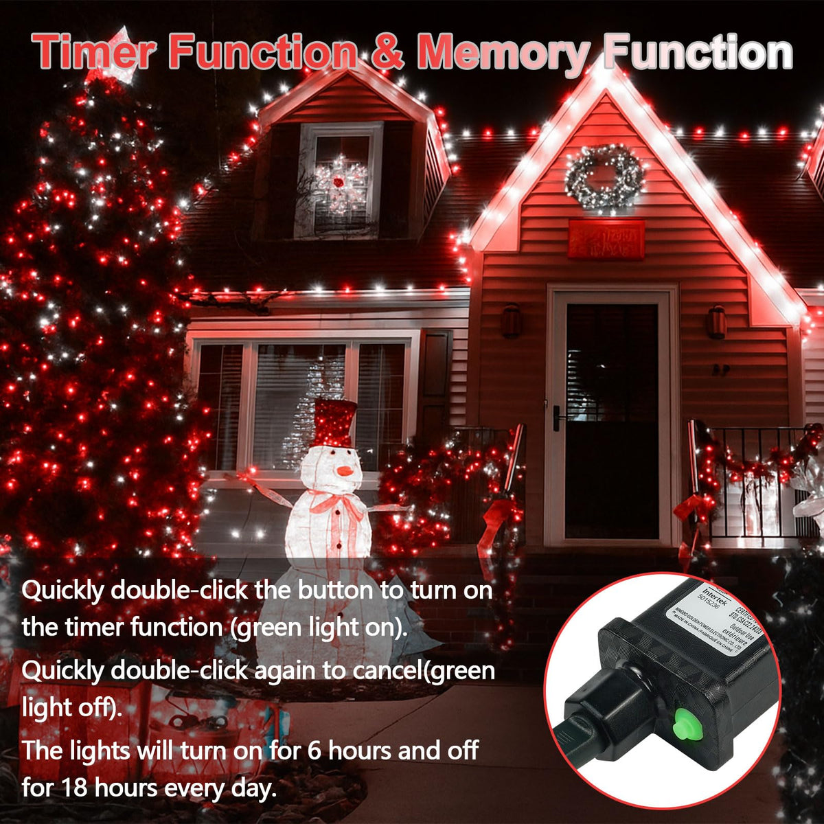 200 LED Connectable String Lights, 66FT Christmas Lights Outdoor Indoor