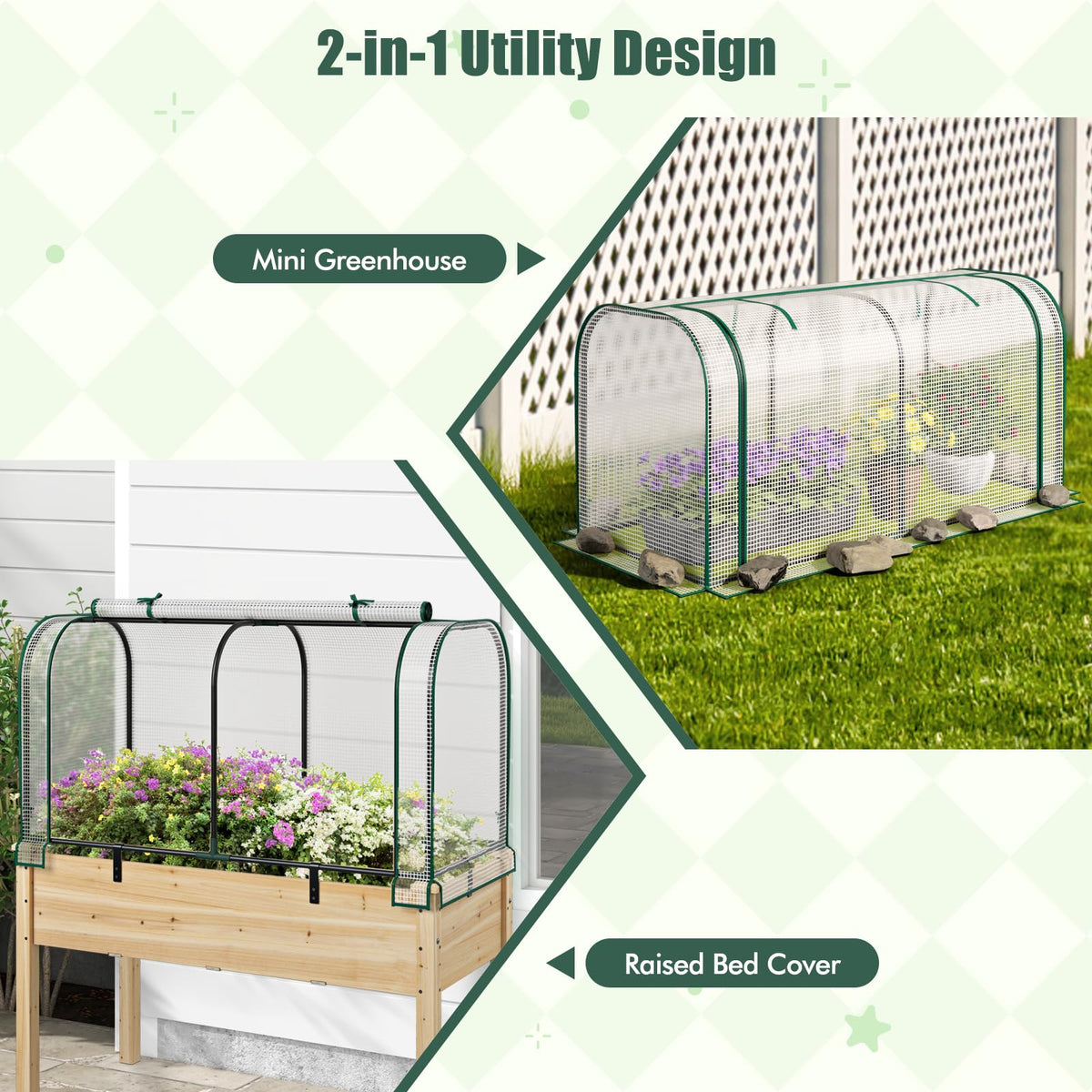 Happygrill Raised Garden Bed with Greenhouse Cover & Legs