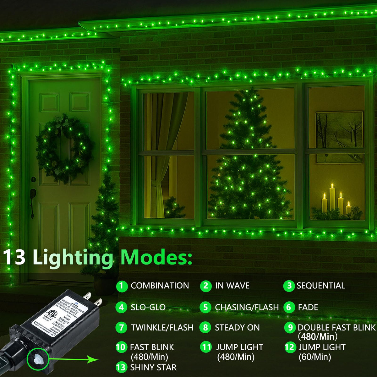200 LED Connectable String Lights, 66FT Christmas Lights Outdoor Indoor